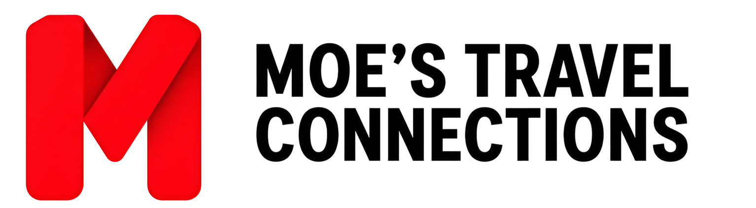 Mo’s Travel Connections logo with a red “M” and black text on white background