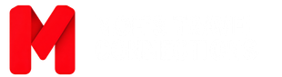 Red stylized letter M logo on a white background