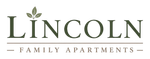 Lincoln Family Apartments logo with green leaves and serif text on a white background