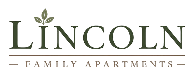 Lincoln Family Apartments logo with green leaves and serif text on a white background
