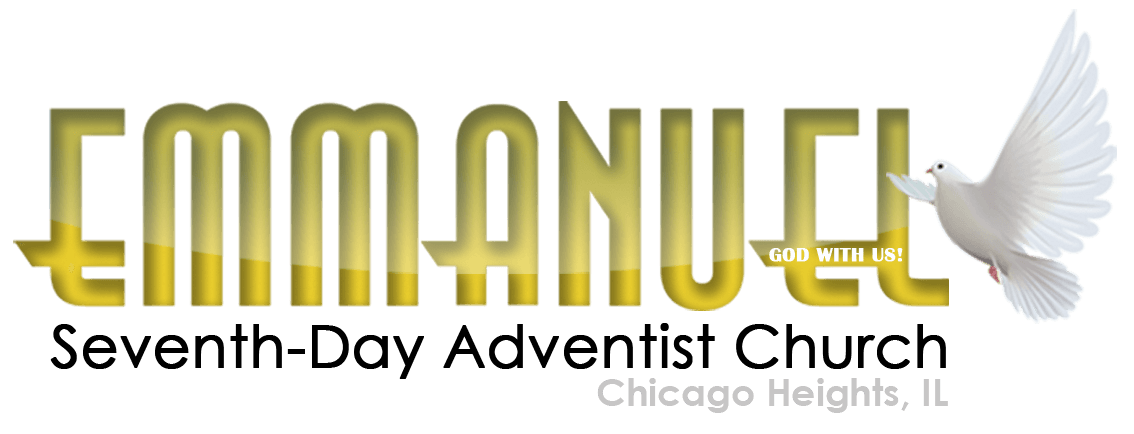 Emmanuel Seventh-Day Adventist Church logo with white dove and Chicago Heights, IL text