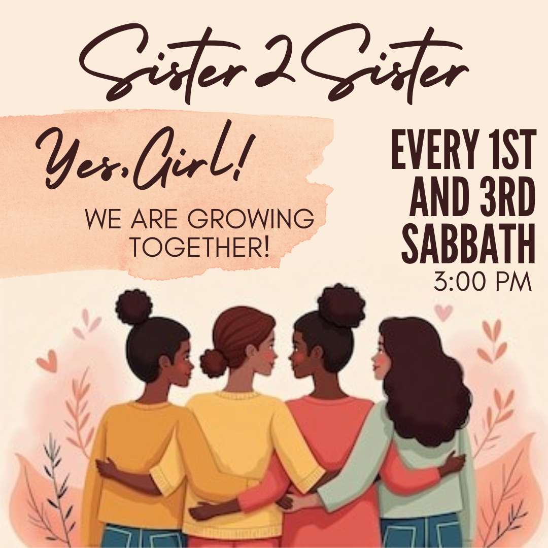 Poster for “Sister 2 Sister” with women embracing and text: “Yes, Girl! We are growing together!”
