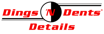 Dings N Dents Details logo in red and black with a stylized “N” in a circle