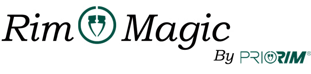 Rim Magic logo with teal emblem and “By Priom” text on a white background
