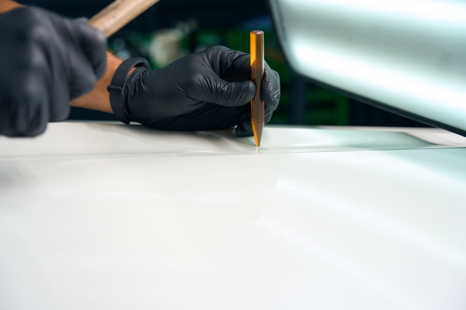 Dent Removal — Red Car Door with Damage in Lexington, KY
