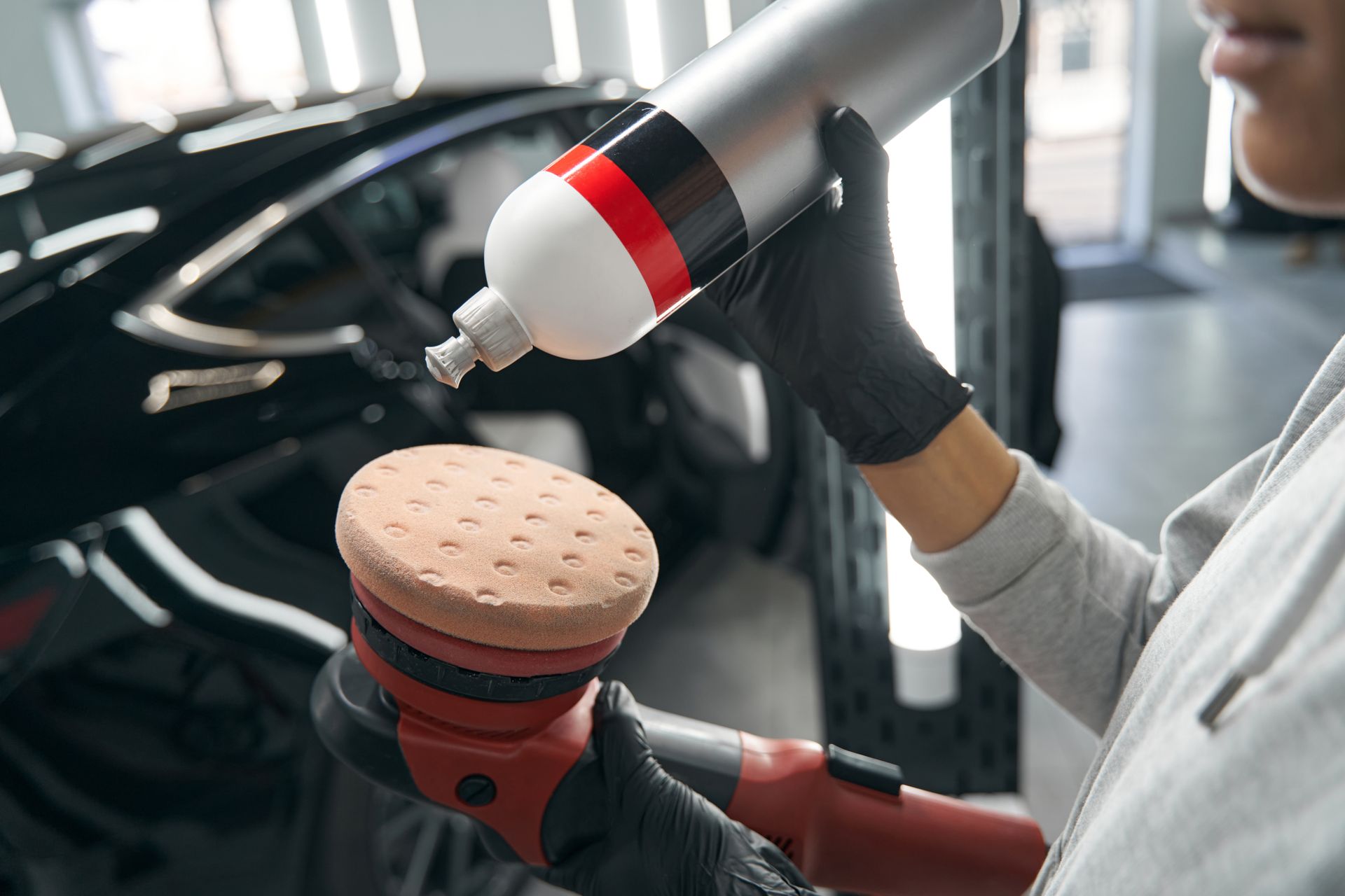 Paint Correction — Worker using Paint Spray Gun in Lexington, KY