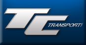 the logo for tc transport is on a blue background .
