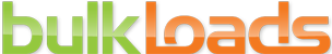 A green and orange logo for bulkloads on a white background