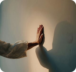 woman hand on the wall