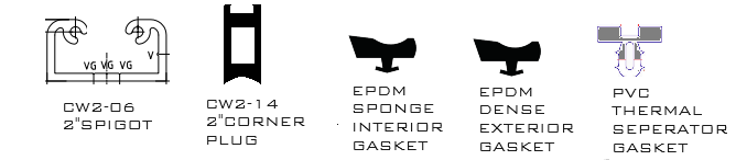 A black and white drawing of different types of gaskets