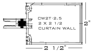 A black and white drawing of a curtain wall with measurements.