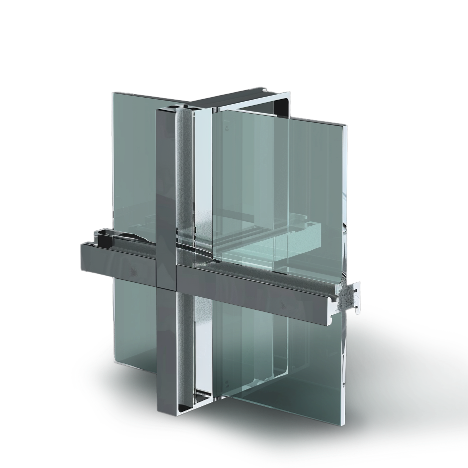 A 3d model of a glass wall on a white background.
