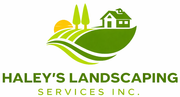 Haley&rsquo;s Landscaping Services Inc. logo with green leaf, house, sun, and trees