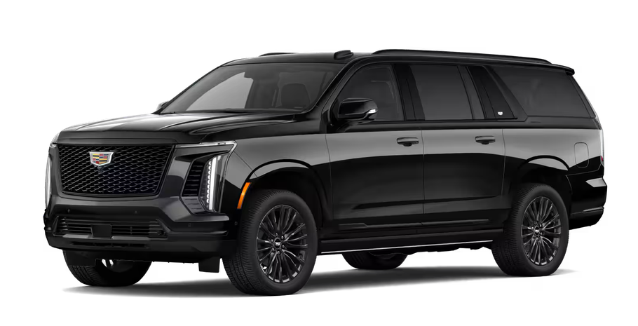Black luxury SUV in side profile on a white background