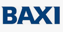 Logo BAXI in blu scuro su sfondo bianco.