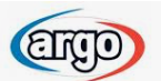 Logo Argo in testo nero all'interno di un ovale rosso e blu.