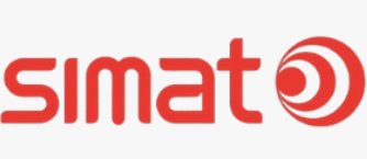 Logo SIMAT rosso con un'icona circolare a spirale rossa su sfondo bianco.
