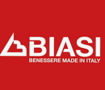 Logo Biasi su sfondo rosso con lo slogan “BENE.SERE MADE IN ITALY”