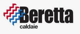 Logo Beretta Caldaie con marchio geometrico rosso e blu e testo nero.