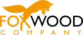 Logo: orange fox leaping over the black text