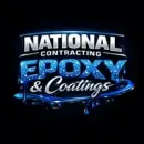 National Contracting Epoxy & Coatings logo in blue and white with glossy epoxy effect