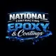 National Contracting Epoxy & Coatings logo in blue and white with glossy epoxy effect