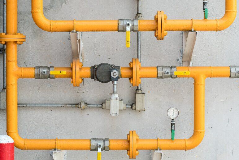 Gas Lines Gas pipes connected together