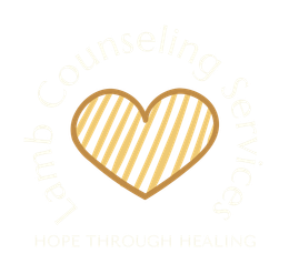 Logo: Gold heart with diagonal stripes;