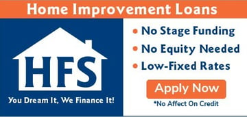 A blue and orange sign for home improvement loans