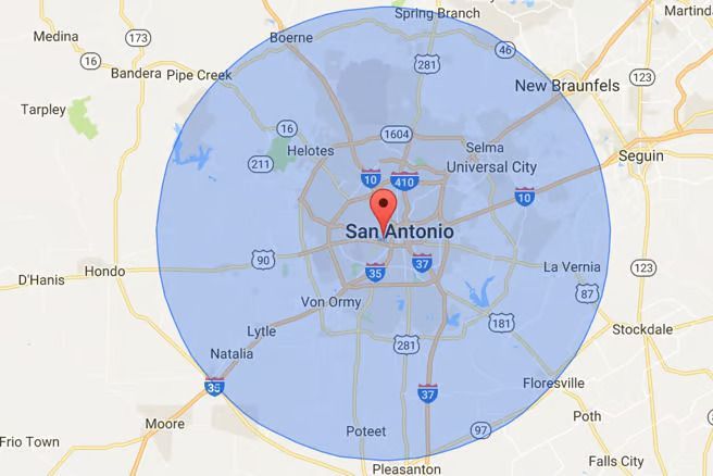 A map showing the location of san antonio in texas