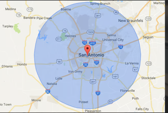 A map showing the location of san antonio in texas