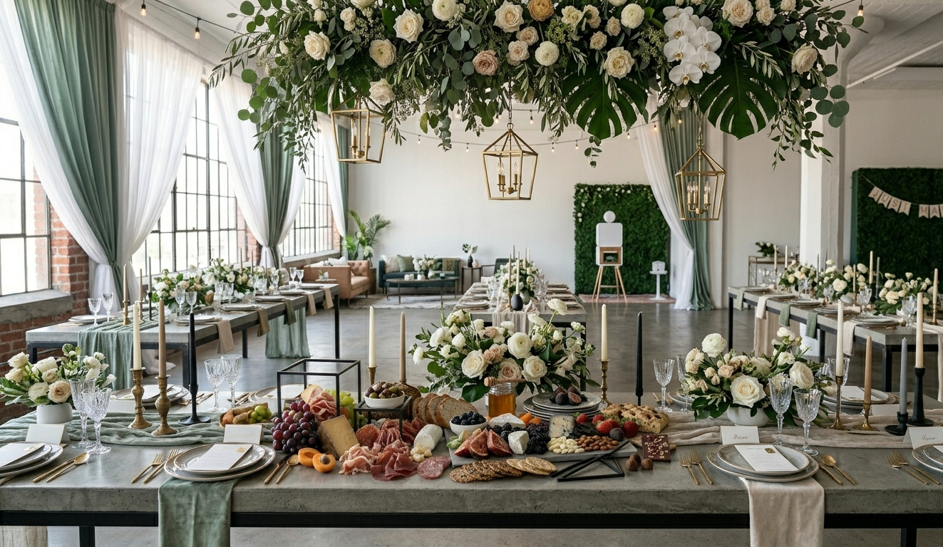 Modern minimalist grazing table by Little Love Bites Malaysia, featuring architectural food styling 