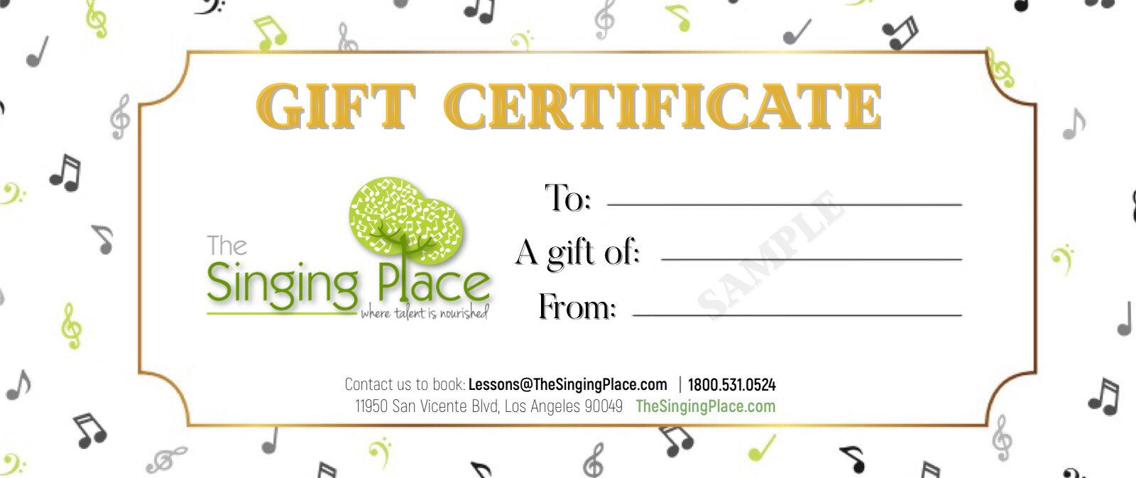 Gift Certificate Sample