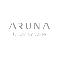 Logotipo da ARUNA com o slogan “Urbanismo arte” em cinza sobre fundo branco.