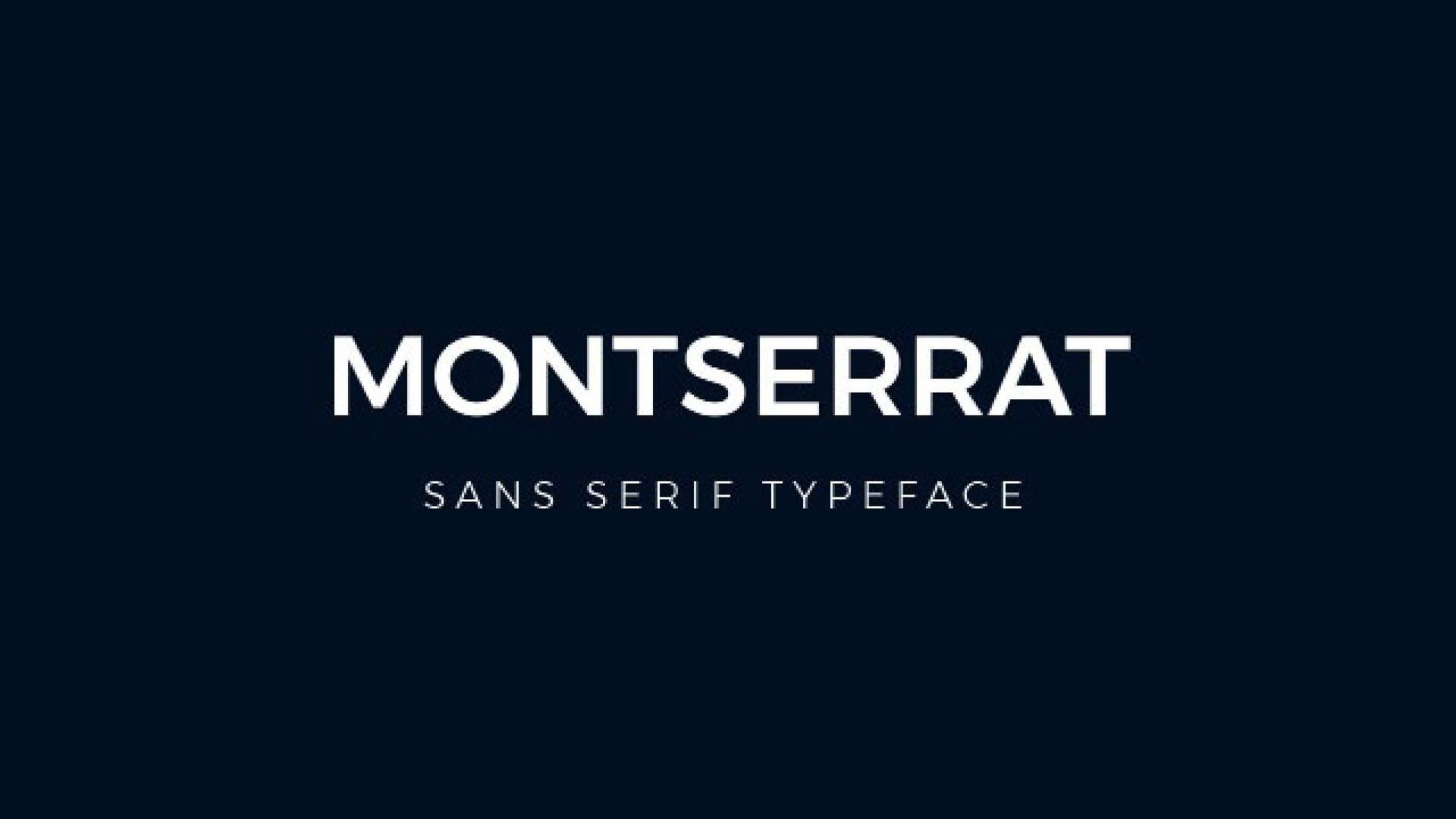 Um logotipo para a fonte Montserrat sem serifa em um fundo azul escuro.
