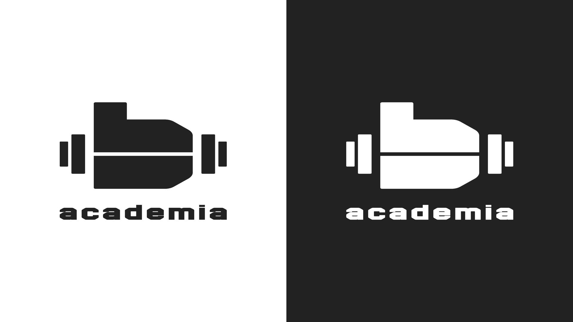 Dois logotipos da Academia em preto e branco lado a lado em um fundo liso.