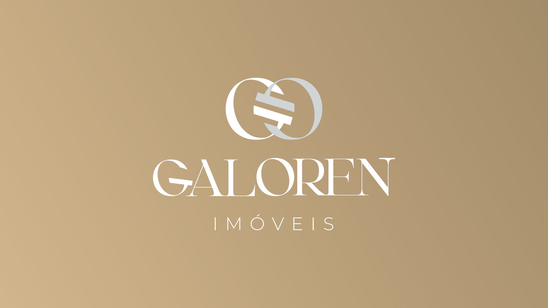 Logotipo da Galorim Imóveis em fundo bege com emblema e texto em branco.