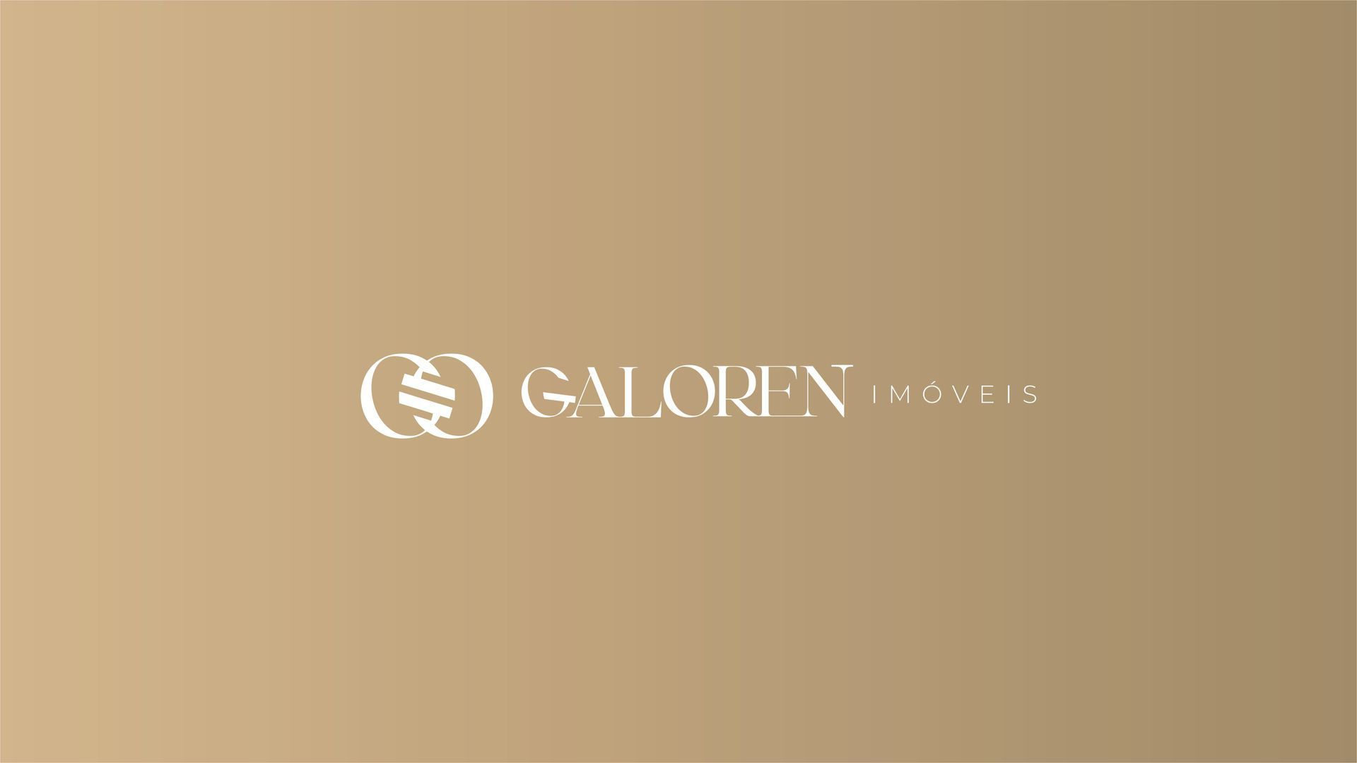 Fundo com degradê dourado, logotipo branco da Galoren centralizado e texto pequeno com a palavra