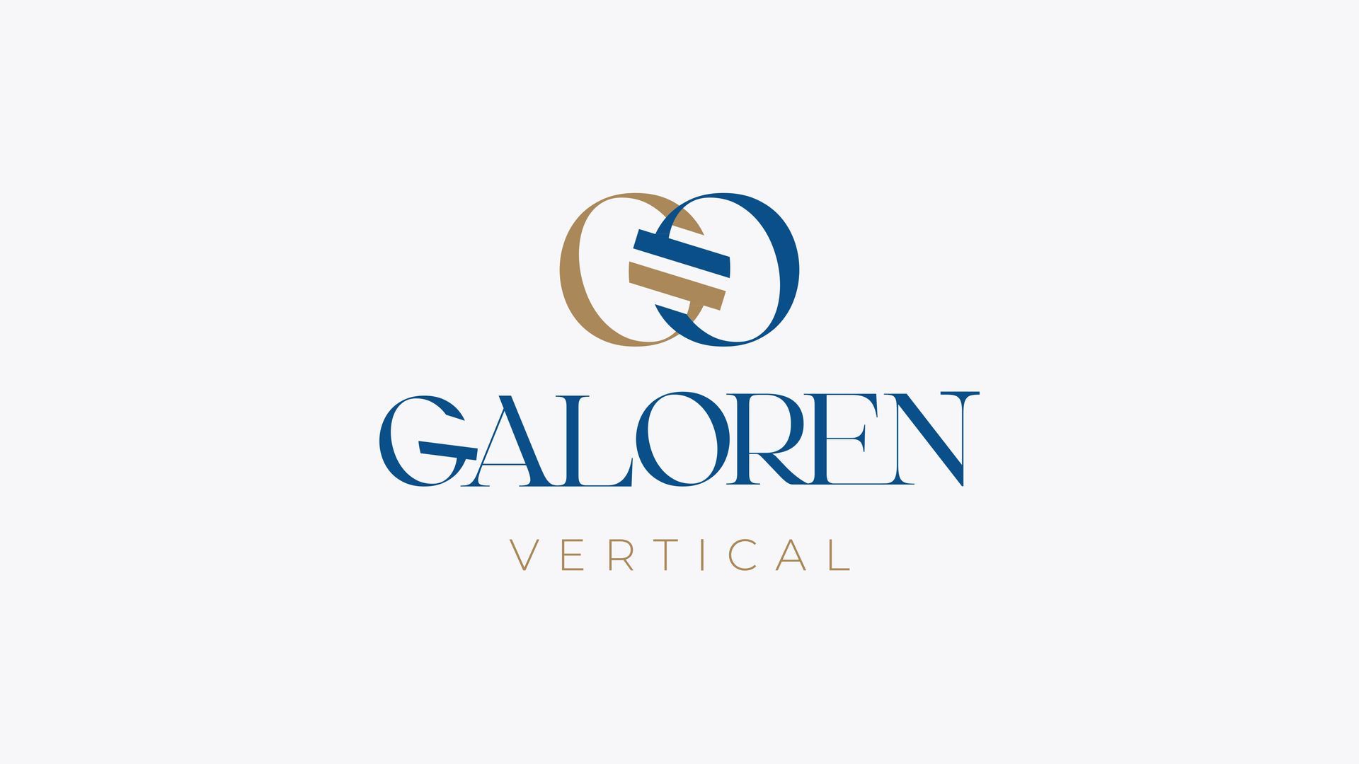 Logotipo vertical da GALOREN em azul e dourado sobre fundo branco.
