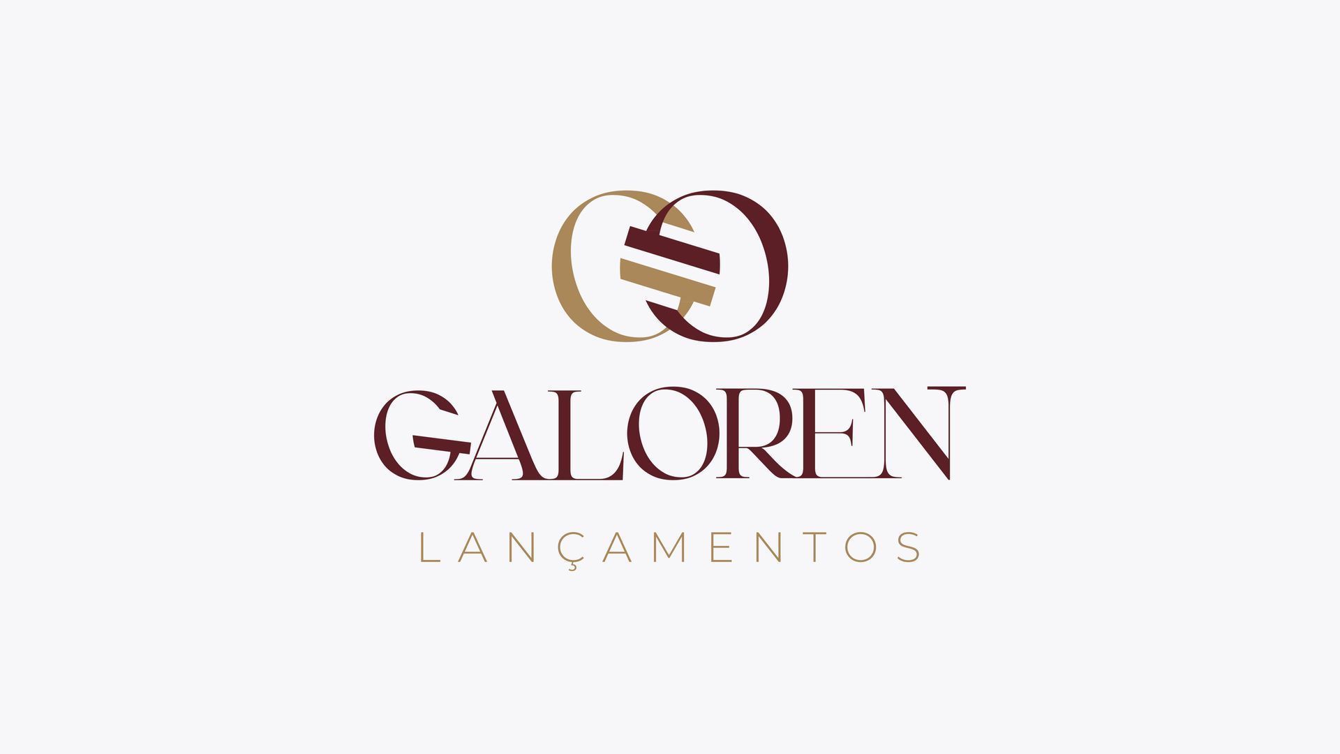 Logo “GALOREN Lançamentos” in gold and burgundy on a white background.