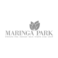 Logotipo do Maringa Park com ícone de folha e slogan em fundo branco.