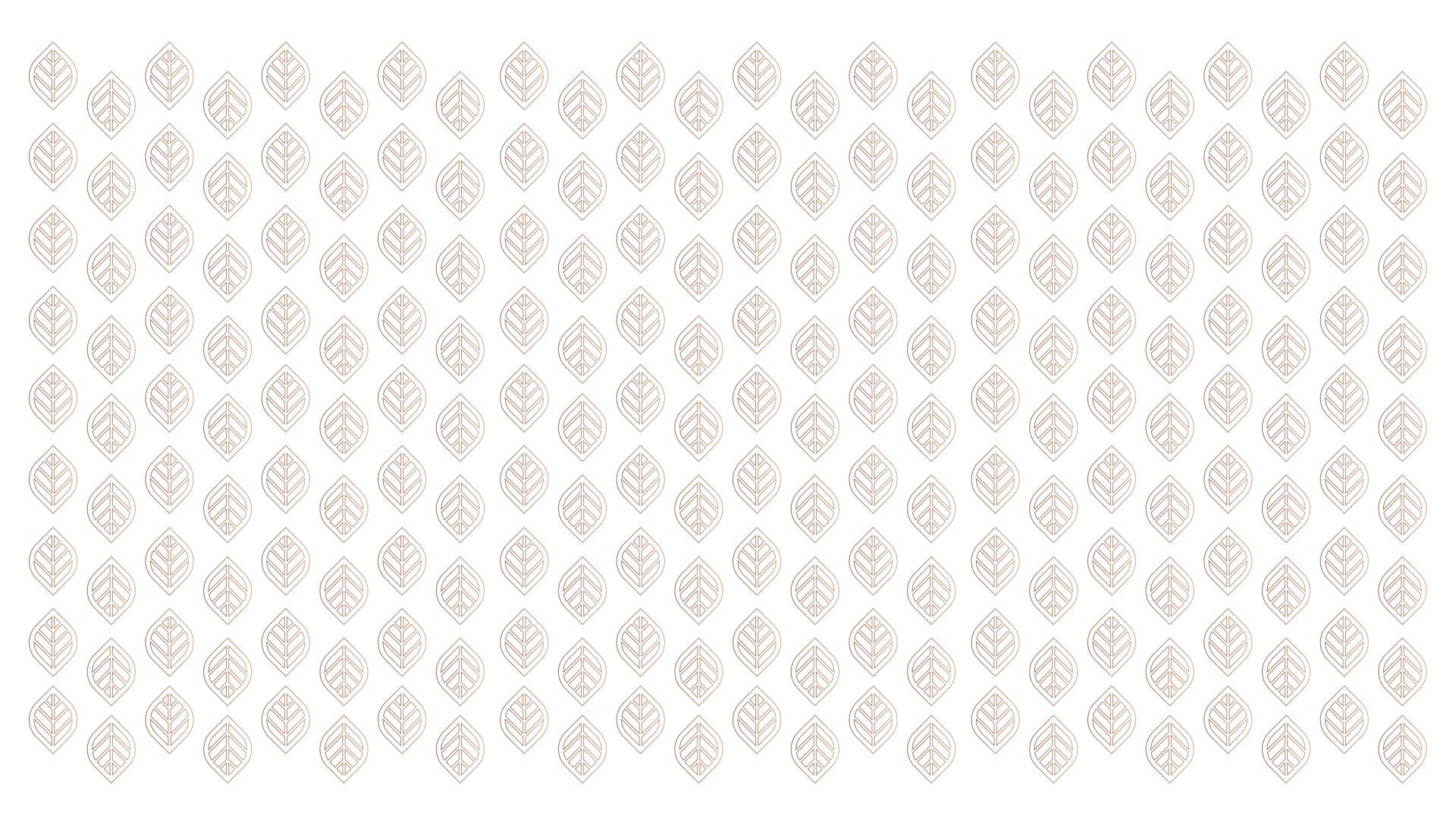 Padrão de formas semelhantes a folhas marrom-claras dispostas em grade sobre um fundo branco. Cada forma tem uma linha central.