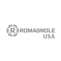 Logotipo cinza da ROMAGNOLE USA em fundo branco.