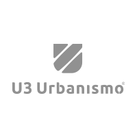 Logotipo da U3 Urbanismo em cinza sobre fundo branco