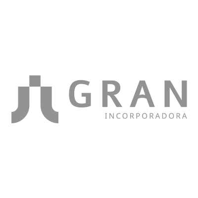Logo gray da GRAN Incorporadora com símbolo geométrico abstrato.