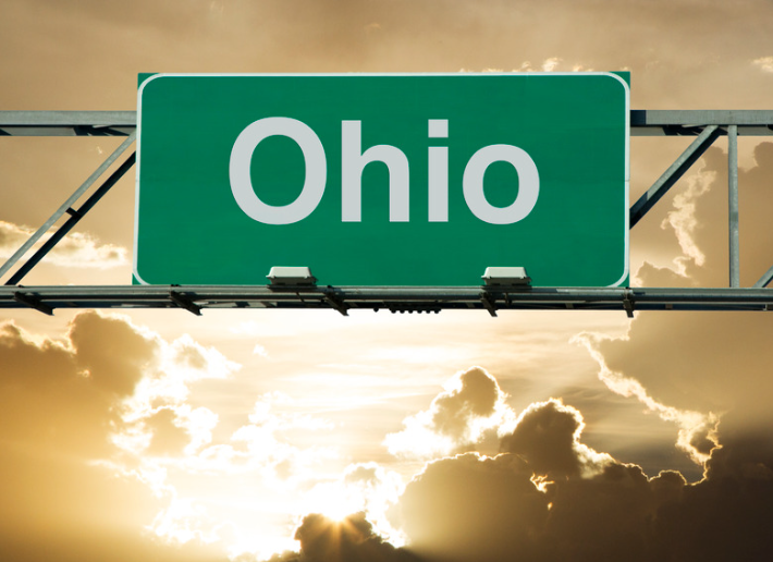 Green highway sign,