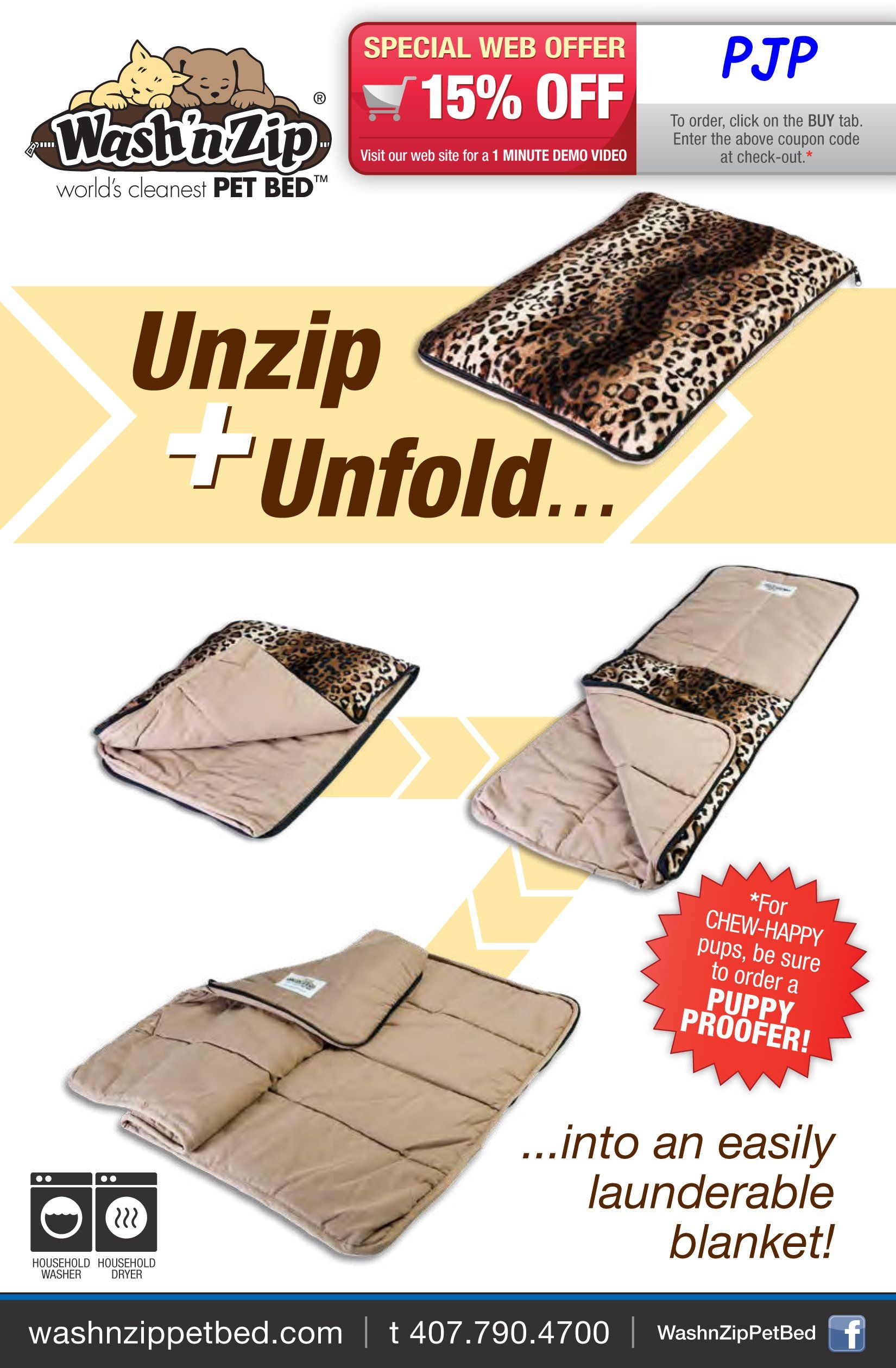 An advertisement for a unzip and unfold blanket