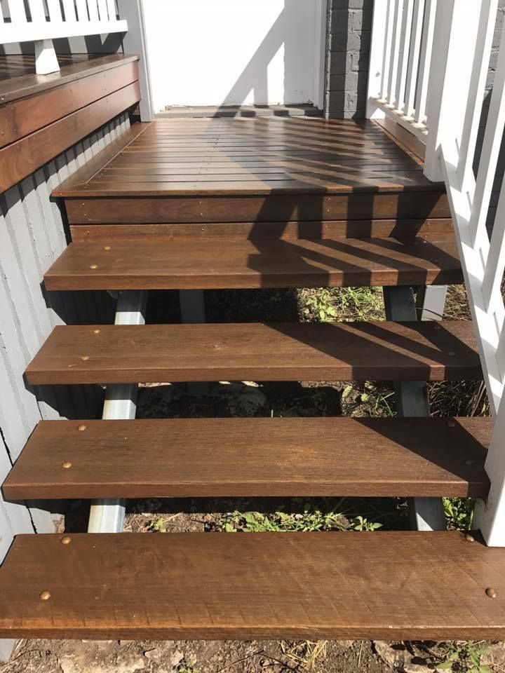 Newly Painted Wooden Deck And Stairs Leading Up To It — Shane's Painting & Timber Restorations In East Toowoomba, QLD