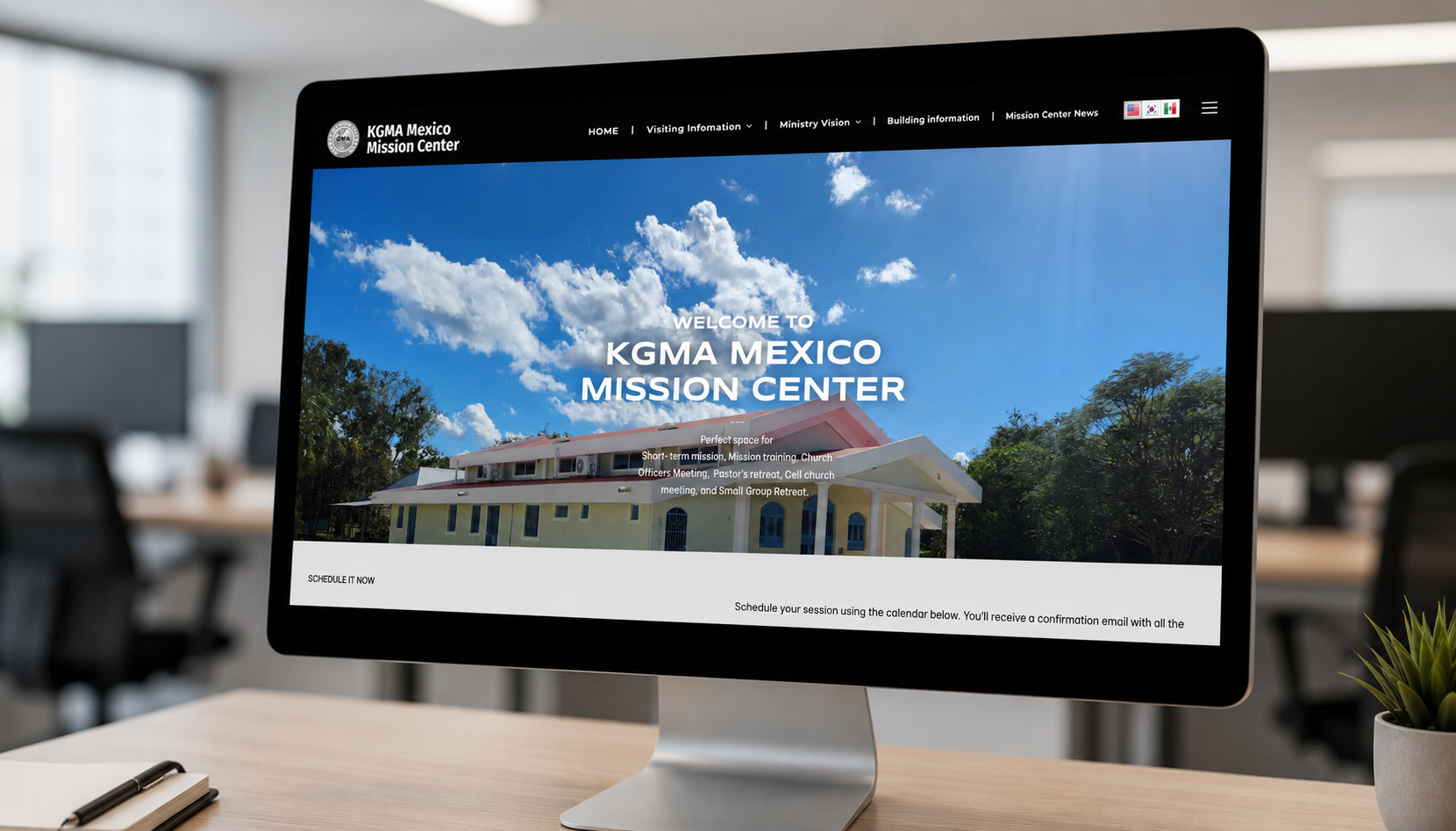 KGMA Mexico website screenshot on desktop monitor