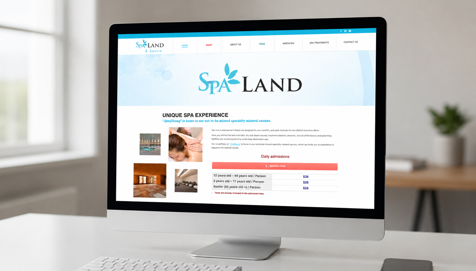 Spa Land Georgia website screenshot on desktop monitor
